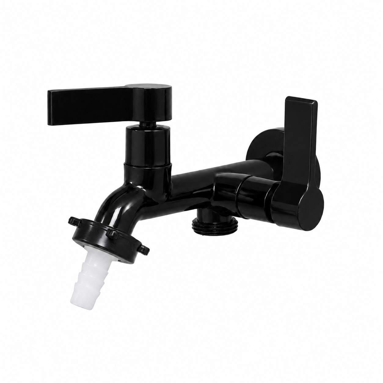 Torneira Tanque Saída Dupla para Máquina de Lavar Preta 1/2 x 3/4 C70