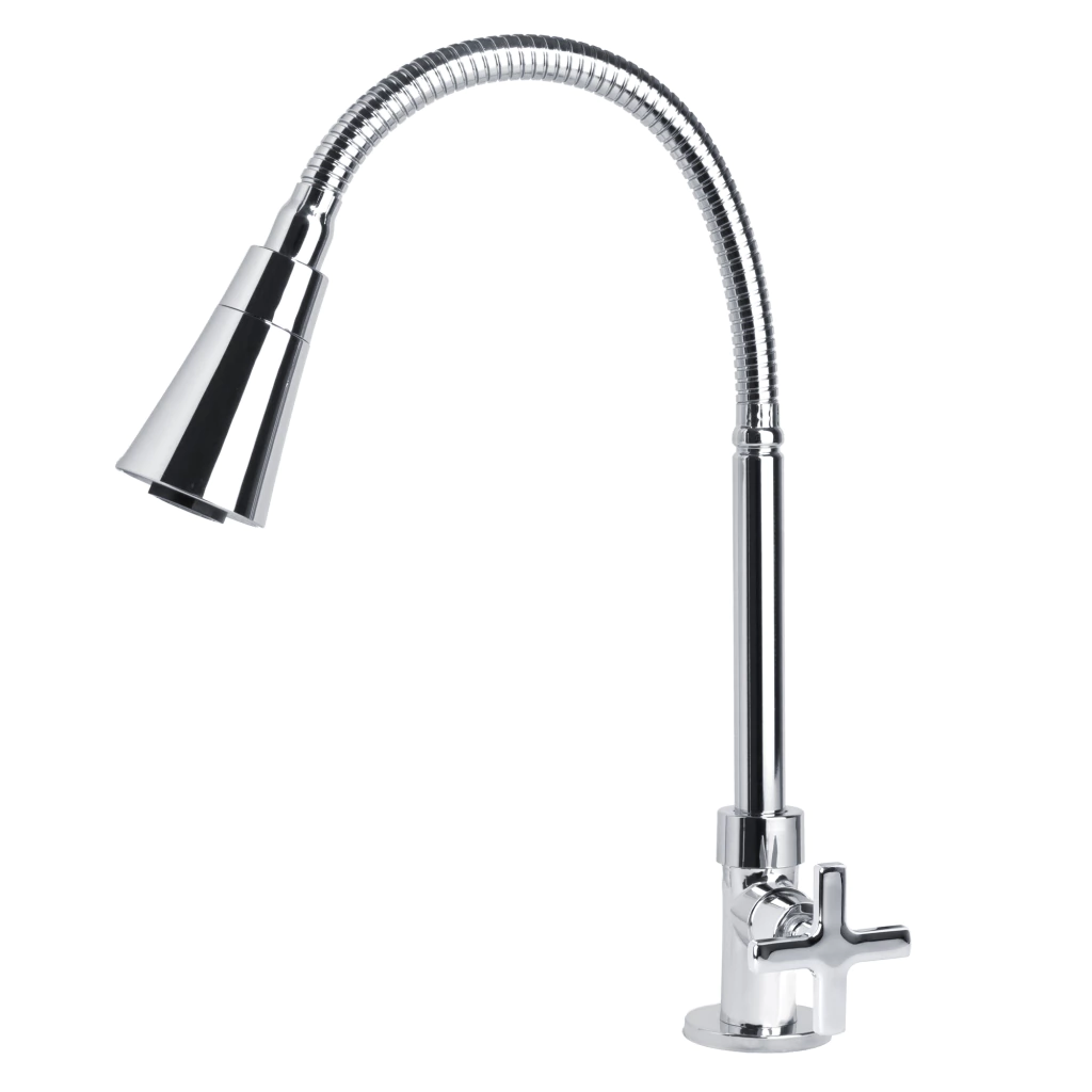 Torneira Gourmet Cozinha Mesa Duplo Jato Bica Flexível Cromada C29 1/4 de Volta