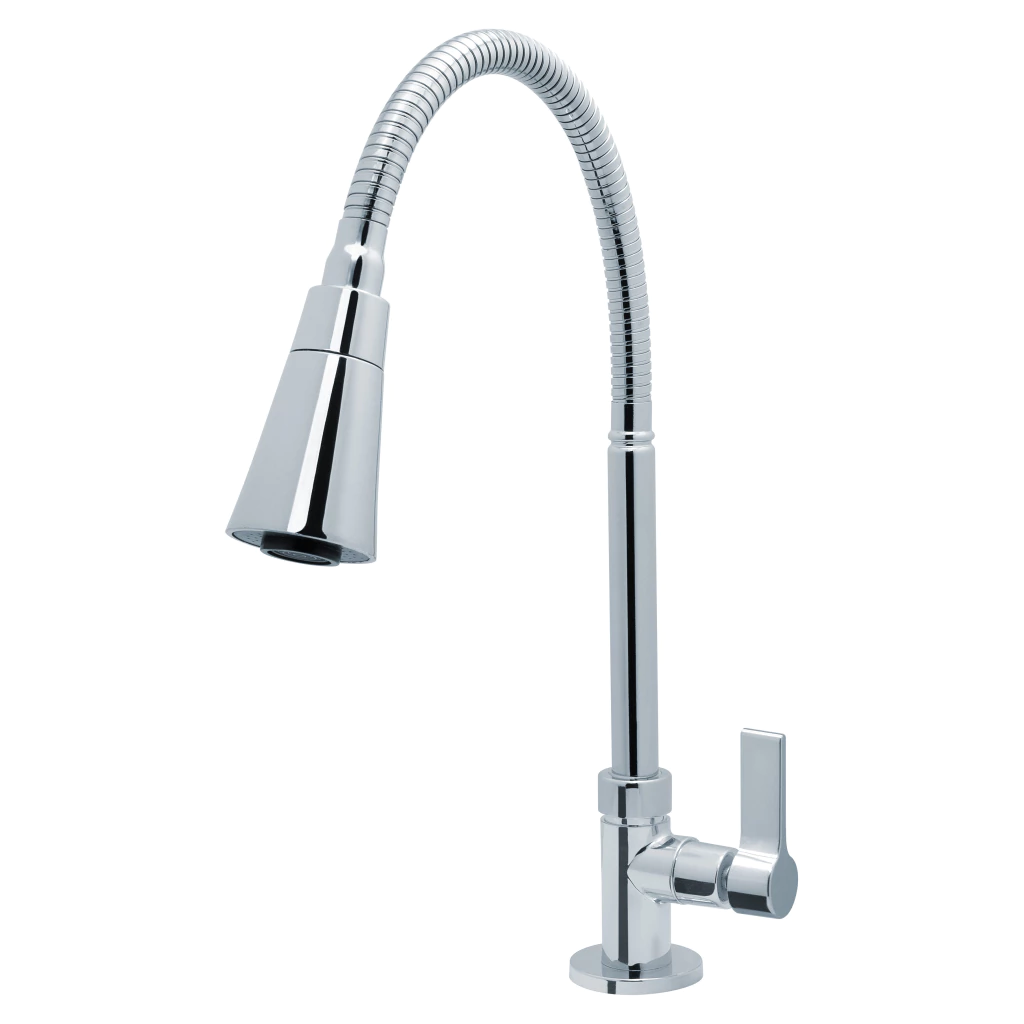 Torneira Gourmet Cozinha Mesa Duplo Jato Bica Flexível Cromada C70 1/4 de Volta