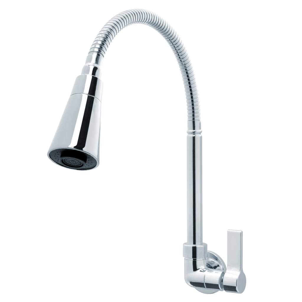 Torneira Gourmet Cozinha Parede Duplo Jato Bica Flexível Cromada C70 1/4 de Volta