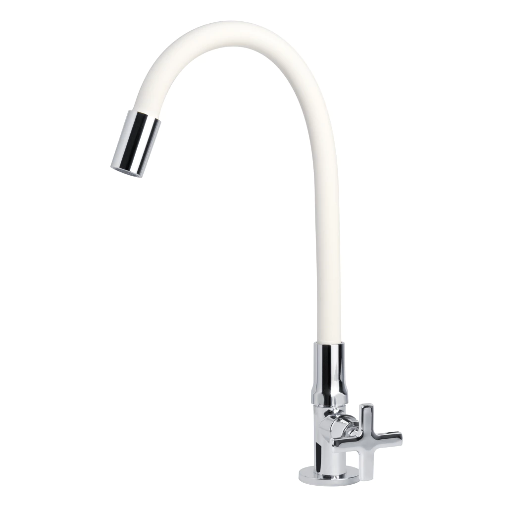 Torneira Gourmet Cozinha Mesa Bica Flexível Branca C29 1/4 de Volta