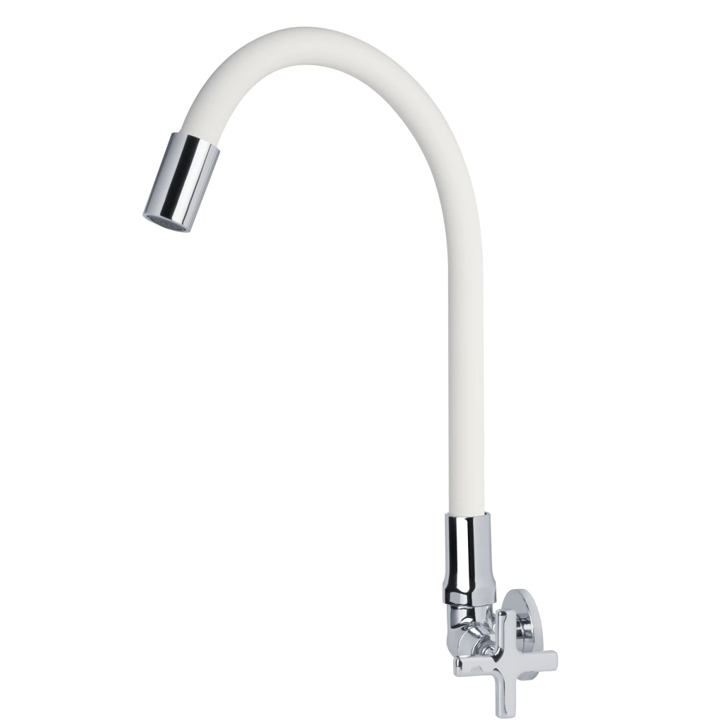 Torneira Gourmet Cozinha Parede Bica Flexível Branca C29 1/4 de Volta